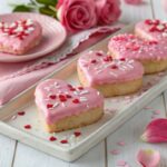 pink heart snack cakes on a plate