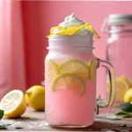 whipped pink lemonade in mason jar summer drink