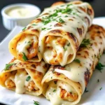 Cheesy garlic chicken wrap cut in half with melted cheese