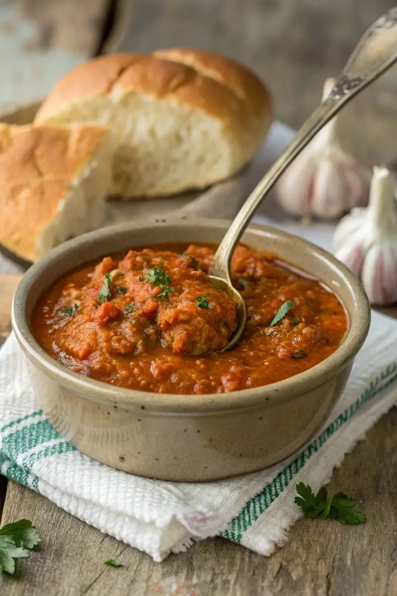 close-up of homemade Cajun sloppy joe sauce in bowl